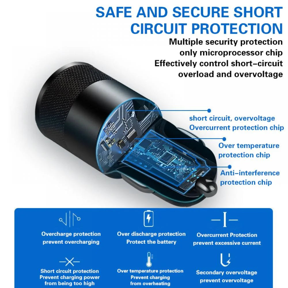 USB Car Charger Type C Fast Charging Phone Adapter